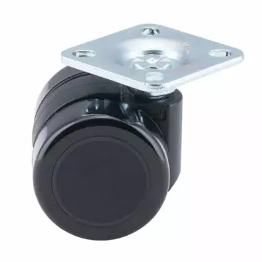 Musta KaksoispyÃ¶rÃ¤ 37 mm KÃ¤Ã¤ntyvÃ¤ Laippakiinnitys â€“ Elastinen, 40 kg - Kuljetuspyörät ja kalustepyörät - G03790250 - 2