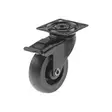 Musta Jarrupyörä 75 mm Kääntyvä Laippakiinnityksellä – PU, 55 kg - Kuljetuspyörät ja kalustepyörät - S07555232 - 1