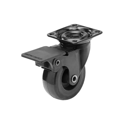 Musta JarrupyÃ¶rÃ¤ 50 mm KÃ¤Ã¤ntyvÃ¤ LaippakiinnityksellÃ¤ â€“ TPU, 40 kg - Kuljetuspyörät ja kalustepyörät - s05053202 - 1