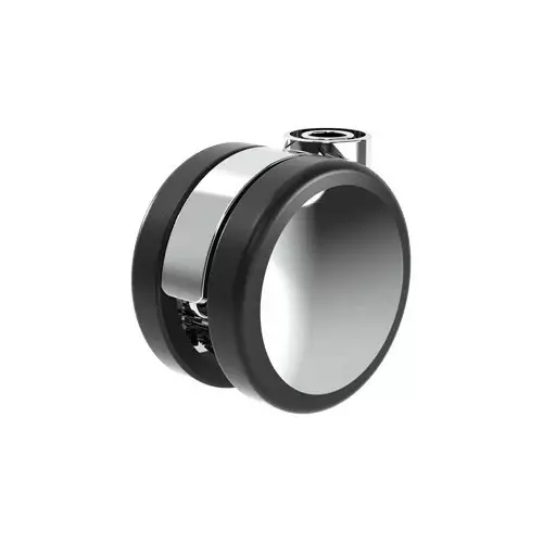 Kromattu KaksoispyÃ¶rÃ¤ 65 mm KÃ¤Ã¤ntyvÃ¤ KeskireiÃ¤llÃ¤ â€“ TPU, 55 kg (Ilman Tappia) - Kuljetuspyörät ja kalustepyörät - S65000055 - 1