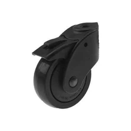 Musta Jarrupyörä 75 mm Laippakiinnityksellä – Soho TPE, 55 kg - Kuljetuspyörät ja kalustepyörät - soho-laippa - 1