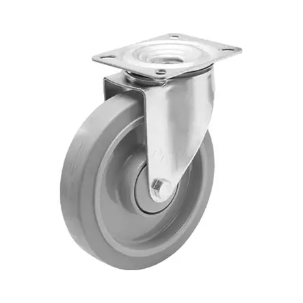 Teollisuuspyörä 200 mm laippakiinnityksellä – Elastinen kumi, 350 kg - Kuljetuspyörät ja kalustepyörät - 200mm-elastinen - 1