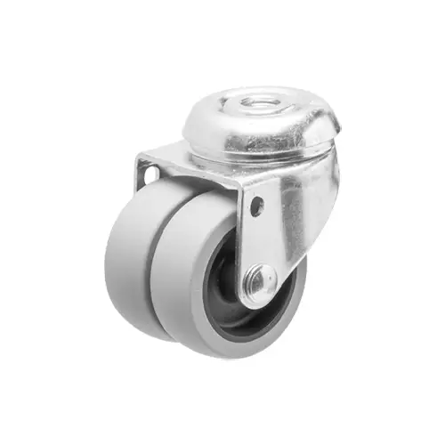 Kaksoispyörä 75 mm Kääntyvä Keskireiällä – TPE, Kantavuus 70 kg - Kuljetuspyörät ja kalustepyörät - 75mm-tpe-kp-ll-kr - 1